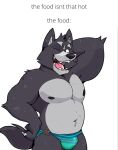  adastra adastra_(series) amicus_(adastra) anthro barazoku black_body black_fur bulge canid canine canis clothing echo_project fur male mammal muscular muscular_anthro muscular_male nipples overweight overweight_anthro overweight_male slightly_chubby solo speedo swimwear unknown_artist video_games visual_novel wolf 