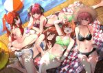  5girls ass ball bangs barefoot beachball bikini bikini_bottom bikini_top black_bikini blue_bikini blue_eyes blush breasts brown_hair cleavage english_commentary eyebrows_behind_hair go-toubun_no_hanayome green_bikini green_hairband green_ribbon grin hair_between_eyes hair_ornament hair_ribbon hairband hat large_breasts legs long_hair looking_at_viewer lying medium_breasts medium_hair midriff multiple_girls nakano_ichika nakano_itsuki nakano_miku nakano_nino nakano_yotsuba navel on_back on_side on_stomach one_eye_closed open_mouth orange_hair pink_hair ponytail pool quintuplets red_bikini red_hair ribbon seiza short_hair siblings side-tie_bikini sisters sitting smile star_(symbol) star_hair_ornament stomach straw_hat striped striped_bikini swimsuit sydus thighs twintails 