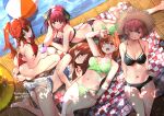  5girls ass ball bangs barefoot beachball bikini bikini_bottom bikini_top black_bikini blue_bikini blue_eyes blush breasts brown_hair cleavage english_commentary eyebrows_behind_hair feet go-toubun_no_hanayome green_bikini green_hairband green_ribbon grin hair_between_eyes hair_ornament hair_ribbon hairband hat large_breasts legs long_hair looking_at_viewer lying medium_breasts medium_hair midriff multiple_girls nakano_ichika nakano_itsuki nakano_miku nakano_nino nakano_yotsuba navel on_back on_side on_stomach one_eye_closed open_mouth orange_hair pink_hair ponytail pool quintuplets red_bikini red_hair ribbon seiza short_hair siblings side-tie_bikini sisters sitting smile star_(symbol) star_hair_ornament stomach straw_hat striped striped_bikini swimsuit sydus thighs twintails 