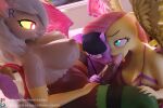  3d_(artwork) anthro anthrofied big_breasts breasts chimera crossgender digital_media_(artwork) discord_(mlp) draconequus equid equine fellatio female fluttershy_(mlp) friendship_is_magic group group_sex gynomorph gynomorph/female hasbro hi_res horn intersex intersex/female mammal my_little_pony nipples oral pegasus penile rinny sex threesome twilight_sparkle_(mlp) unicorn wings 