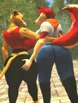  3d_(artwork) absurd_res anthro balto_(film) bandanna big_breasts big_butt bottomwear breasts butt canid canine canis clothing denim denim_clothing digital_media_(artwork) disney domestic_dog duo ear_piercing ear_ring felid female female/female groping_butt hi_res husky jeans jenna_(balto) jewelry kerchief kiara lion mammal mature_female necklace nordic_sled_dog pantherine pants piercing sneakyphox spitz sweatpants the_lion_king thick_thighs walking 