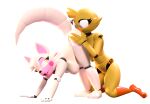  3d_(artwork) alpha_channel anal animatronic anthro avian bird blush canid canine chica_(fnaf) chicken digital_media_(artwork) duo female female/female five_nights_at_freddy&#039;s five_nights_at_freddy&#039;s_2 fox funtime_foxy_(fnaf) fur galliform gallus_(genus) hi_res machine mammal mangle_(fnaf) nipples nude open_mouth oral phasianid rimming robot sex smile thebunwiththescarf tongue tongue_out video_games 