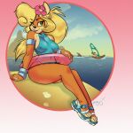  2019 accessory activision ambiguous_gender anthro background_character bandicoot beach blonde_hair boat breasts clothed clothing coco_bandicoot crash_bandicoot crash_bandicoot_(series) female female_focus fish flower flower_in_hair footwear full-length_portrait group hair hair_accessory hi_res inflatable inner_tube looking_at_viewer mammal marine marsupial nipple_outline one-piece_swimsuit pinup plant portrait pose rayjay sailing_boat sailing_watercraft sandals sea seaside shark sitting smile solo_focus surfboard swimwear vehicle video_games water watercraft windsurfer 
