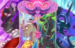  abstract_background aries84 arthropod bust_portrait cape changeling chimera clothing discord_(mlp) draconequus equid equine female feral friendship_is_magic group horn king_sombra_(mlp) looking_at_viewer male mammal my_little_pony nightmare_moon_(mlp) portrait queen_chrysalis_(mlp) regalia smile star twilight_sparkle_(mlp) unicorn villainous winged_unicorn wings 