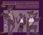  animal_humanoid anthro balls bisexual bottomless bottomwear butt clothed clothing digital_media_(artwork) english_text female fuccoon fur genitals hi_res honeymapache humanoid looking_at_viewer male mammal model_sheet penis procyonid raccoon shorts simple_background smile solo standing text underwear 
