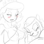  anthro blush breasts crossover deity disney duo eris female goddess human interspecies lesbian mammal mirage nipples plain_background sketch the_grim_adventures_of_billy_and_mandy white_background 