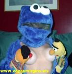  breasts cookie_monster ernie lowres medium_breasts no_humans photo sesame_street what 