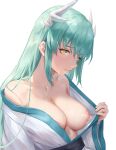  breasts chihunhentai fate/grand_order horns japanese_clothes kiyohime_(fate/grand_order) nipples nopan open_shirt transparent_png undressing wet 