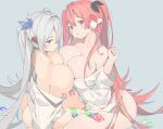  2girls ass condom gogoco gray long_hair no_bra nopan original 