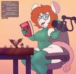  absurd_res anthro big_breasts breasts buckteeth bulge clothing curvy_figure d20 dice dungeons_and_dragons english_text eyewear glasses gloves gynomorph hair handwear hasbro hi_res intersex leotard mammal meme microphone miniature mouse murid murine occam_(character) pepe_the_frog red_hair rodent sitting smile solo streaming stunnerpony teeth text thick_thighs tight_clothing trans_(lore) twitch.tv twitch_thot wizards_of_the_coast 