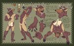  absurd_res animal_genitalia anthro antlers ass_up backsack ball_tuft balls butt butt_tuft cervid cervine chest_tuft elk english_text fur genitals hair hi_res hooves horn lying male mammal mo_(momamo) model_sheet momamo muscular muscular_anthro muscular_male nipples nude on_back open_mouth orange_body orange_eyes orange_fur orange_hair penis perineum plantigrade sheath simple_background smile solo standing tail_tuft text tuft 