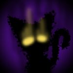  abyssal_mc_ghastly air_creature ambiguous_gender ambiguous_species black_body doodle_spiral elemental_creature felid feline feral glowing glowing_eyes head_tilt living_smoke long_tail mammal monster no_pupils purple_background simple_background sitting smoke solo vignette yellow_eyes 