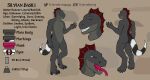  abs angry anthro basilisk_(disambiguation) black_claws butt claws eyes_closed featureless_crotch grey_pupils grin happy hi_res lizard male model_sheet multicolored_body muscular muscular_anthro muscular_male nude open_mouth pink_tongue pupils red_eyes red_spines reptile scalie silvian_basili simple_background smile solo spines tongue tongue_out two_tone_body two_tone_tail xanderg_(artist) 