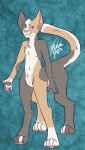  ambiguous_gender calico_cat dilute_calico domestic_cat felid feline felis feral_guts fur hair hi_res looking_at_viewer mammal mammal_taur mottled mutt_(feralguts) nipples nude piebald simple_background smile solo taur white_body white_fur 