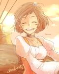  1girl black_hair breasts choker closed_eyes final_fantasy final_fantasy_ix garnet_til_alexandros_xvii jewelry necklace open_mouth short_hair smile solo takase_toho 