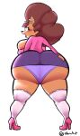 abunbot anthro big_breasts big_butt blush breasts butt clothed clothing female hi_res high_heels huge_breasts huge_butt hyper hyper_breasts hyper_butt legwear looking_at_viewer presenting presenting_hindquarters solo squish stockings thick_thighs wide_hips 
