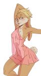  2018 anthro blonde_hair blue_eyes blush breasts captainhui clothed clothing female fur hair hi_res lagomorph leporid lola_bunny looking_at_viewer looney_tunes mammal nightgown nipples pink_clothing portrait rabbit solo tan_body tan_fur three-quarter_portrait translucent translucent_clothing warner_brothers 