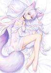  animal_ears dress_shirt kirby_d_a kitsune no_bra nopan open_shirt see_through tail 