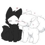  &lt;3 1:1 all_fours ambiguous_gender black_body black_fur blush canid canine canis changed_(video_game) chano cheek_tuft chest_tuft duo facial_tuft feral fur kissing lin_(changed) male mammal mask neck_tuft open_mouth puro_(changed) simple_background sitting tuft white_background white_body white_fur wolf 