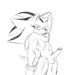  abs anthro balls erection eyelashes genitals hi_res looking_at_viewer male monochrome muscular muscular_anthro muscular_male noctobi penis shadow_the_hedgehog solo sonic_the_hedgehog_(series) 