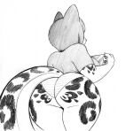  anthro big_breasts big_butt bob_cut breasts butt clothing curvaceous curvy_figure felid female game_console graphite_(artwork) hi_res huge_butt huge_hips low-angle_view mammal monochrome nintendo nintendo_switch omegasunburst pantherine panties pantsless pencil_(artwork) rear_view shirt snow_leopard solo sophia_(omegasunburst) thick_thighs topwear traditional_media_(artwork) underwear video_games voluptuous wide_hips 