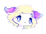  ambiguous_gender blonde_hair blue_eyes blue_sclera fluffy fluffy_ears hair hi_res multicolored_ears multicolored_outline outline simple_background snoiifoxxo solo tuft white_background white_body 