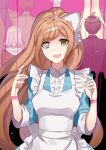  3boys 4girls absurdres apron bangs blue_dress bow breasts brown_hair commentary_request crazy_eyes crying crying_with_eyes_open danganronpa_(series) danganronpa_3_(anime) dress eyebrows_visible_through_hair facing_away from_behind green_eyes hair_bow hair_ribbon hands_up high_ponytail highres hinata_hajime hope&#039;s_peak_academy_school_uniform jewelry koizumi_mahiru large_breasts long_hair looking_at_viewer maid_apron medium_hair multiple_boys multiple_girls nanami_chiaki open_mouth orange_hair ponytail ribbon rin_(yukameiko) school_uniform short_hair smile solo_focus sonia_nevermind tanaka_gandamu tears white_apron white_bow white_ribbon yukizome_chisa 