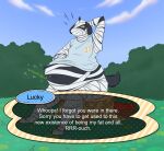  accidental_digestion animal_crossing anthro belly canid canine canis chubfurclub dialogue digestion digestion_noises domestic_dog duo english_text lucky_(animal_crossing) male mammal mummy nintendo overweight overweight_male sentient_fat text undead video_games villager_(animal_crossing) vore 