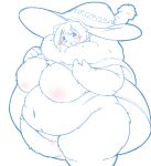 4_fingers anthro belly big_belly big_breasts big_hat biped blush bottomless breasts cape clothed clothing couvert_(kishibe) curvy_figure deep_navel featureless_breasts female fingers front_view fur fur_trim_(clothing) hair hat headgear headwear hi_res huge_breasts kemono looking_at_viewer mammal monotone_body monotone_fur monotone_hair mostly_nude navel obese obese_anthro obese_female open_mouth open_smile overweight overweight_anthro overweight_female polar_bear portrait radiowave short_hair simple_background smile solo standing thick_thighs three-quarter_portrait three-quarter_view ursid ursine voluptuous white_background white_body white_fur white_hair wide_hips witch_hat 