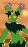  desert elemental_creature elemental_humanoid female flora_fauna flower green_body hi_res horn humanoid loglord maractus nintendo plant plant_humanoid pok&eacute;mon pok&eacute;mon_(species) smile solo solo_focus sun thorns video_games yellow_eyes 