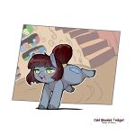  1:1 blush cold-blooded-twilight cutie_mark detailed_background earth_pony equid equine fan_character feral girly green_eyes grey_body grey_skin hair hasbro hi_res horse looking_at_viewer male mammal my_little_pony nude open_mouth pony red_hair signature solo tongue 