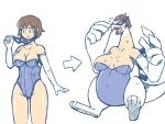  4:3 armwear brown_hair clothing cosplay domino_mask elbow_gloves female gloves hair handwear humanoid legendary_pok&eacute;mon lugia mammal mask nintendo one-piece_swimsuit pok&eacute;mon pok&eacute;mon_(species) shio_inu solo swimwear transformation video_games 