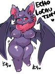  anthro bat_wings belly breasts chiropteran cute_fangs dark_body dark_fur echolocaution female front_view fur fur_tuft h_rin0u0 hi_res japanese_text looking_at_viewer mammal membrane_(anatomy) membranous_wings mom_(echolocaution) neck_tuft nude open_mouth pink_inner_ear purple_body purple_fur solo text tuft winged_arms wings 