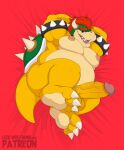  absurd_res anthro balls bed bed_sheet bedding bedroom_eyes biceps big_butt big_penis bowser bracelet butt erect_nipples erection feet furniture genitals glans hi_res jewelry koopa lying male mario_bros moobs narrowed_eyes nintendo nipples overweight overweight_anthro overweight_male penis scalie seductive shell solo spiked_bracelet spikes video_games wolfbuns 