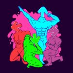  abs animate_inanimate blue_body blue_skin butt directional_arrow for_a_head friday_night_funkin&#039; green_body green_skin group hi_res humanoid male muscular muscular_humanoid muscular_male not_furry nude purple_body purple_skin red_body red_skin unknown_artist 