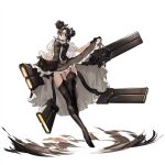  1girl agent_(girls_frontline) artist_request bangs black_dress black_footwear black_gloves black_hair boots breasts brown_legwear cable check_artist clothes_lift curtsey dot_triangle double_bun dress energy_gun garter_belt garter_straps girls_frontline gloves hair_over_one_eye head_tilt high_collar high_heel_boots high_heels highres infukun knee_up lace-trimmed_legwear lace_trim legs long_legs looking_at_viewer maid maid_headdress mechanical_arms medium_breasts official_art parted_lips plantar_flexion sangvis_ferri short_sleeves skirt skirt_lift solo stepping thigh_boots thighhighs thighs transparent_background visible_air weapon yellow_eyes 