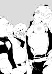  2021 anthro bodily_fluids bottomwear clothed clothing drooling eyes_closed group hi_res hiroshi_odokawa_(odd_taxi) kemono male mammal marine moobs nipples odd_taxi open_clothing open_shirt open_topwear overweight overweight_male pants pinniped polar_bear saliva sekiguchi_(odd_taxi) shirt sigenoya simple_background sweat takotyutyu topwear ursid ursine walrus 