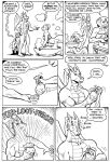  anthro apode bag blinking bowl clothed clothing comic dialogue draconcopode dragon equid equine female furgonomics furry-specific_piercing genitals group gustav_(here_there_be_dragons) horn horse karno legless male mammal naga open_mouth piercing pussy reptile scalie scared serpentine snake snake_hood snake_hood_piercing speech_bubble text wings zashy 