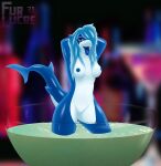  absurd_res anthro bedroom_eyes belly beverage big_butt blue_hair breasts butt candy curvy_figure dessert detailed_background eyebrows eyelashes female fish food front_view fur-lucre genitals goo_creature gummy_(disambiguation) gummy_(food) gummy_shark hair hi_res humanoid_genitalia invalid_tag looking_at_viewer marine narrowed_eyes navel nipples non-mammal_breasts nude open_mouth purple_eyes pussy seductive shaded shark signature smile solo standing thick_tail thick_thighs tongue tongue_out wide_hips 