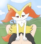  absurd_res anthro anthro_penetrated bodily_fluids braixen clitoris cowgirl_position duo female female_on_human female_on_top female_penetrated flat_chested from_front_position genital_fluids genitals hi_res human human_on_anthro human_penetrating human_penetrating_anthro interspecies looking_pleasured lying male male/female male_on_anthro male_on_bottom male_penetrating male_penetrating_female mammal nintendo on_bottom on_top outside penetration penile penile_penetration penis penis_in_pussy pok&eacute;mon pok&eacute;mon_(species) pussy pussy_juice roguecolonel303 sex vaginal vaginal_penetration video_games 