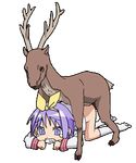 alpha_channel bestiality cervine countershading deer female feral hiiragi_tsukasa human human_on_feral interspecies low_res lucky_star male mammal plain_background straight transparent_background tsukasa_hiiragi white_background 