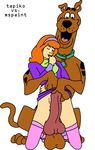  balls big_penis canine collar daphne_blake dog erection female hair knot male mammal open_mouth orange_hair penis plain_background scooby scooby-doo scooby-doo_(series) sex size_difference straight white_background 