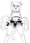  anthro bottomwear bulge cartoon_network cheerleader clothed clothing crossdressing dbaru domestic_cat fangs felid feline felis girly hair hi_res legwear makeup male mammal midriff ok_k.o.!_let&#039;s_be_heroes pom_poms purrcival shirt skirt smile solo thigh_highs thong top_(disambiguation) topwear underwear 