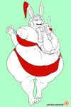  anthro anthro_pred belly big_belly big_breasts breasts capreoline cervid christmas clothing female female_pred feral feral_prey hi_res holidays huge_breasts lagomorph leporid mammal navel nipples obese overweight overweight_female rabbit reindeer rudolph_the_red_nosed_reindeer swallowing thick_thighs vore wardrobe_malfunction zevtibull 