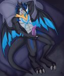  anthro bandai_namco bed digimon digimon_(species) exveemon fuf furniture hi_res looking_at_viewer male on_bed solo teioh 