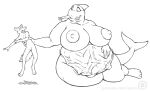 anthro belly big_belly big_breasts body_outline breasts canid canine cetacean delphinoid female female_pred huge_breasts larger_female male male_prey mammal marine multiple_prey nipples oceanic_dolphin oral_vore orca overweight overweight_female size_difference smaller_male swallowing toothed_whale vore zevtibull 