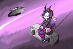  ambiguous_gender anthro boombox bottomwear bovid caprine clothing cybernetics domestic_sheep flying_saucer hi_res hoodie horn hotpants jacob_sheep leg_warmers legwear machine mammal rivet_sheetmetal_(riv) sheep shorts solo thekitsunegamer topwear ufo 