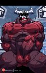  10:16 abs absurd_res arms_tied ball_gag balls biceps blindfold bna_v5 bound demon gag genitals helltaker hi_res horn humanoid laboratory male muscular muscular_humanoid muscular_male pecs penis red_body solo subject_67 teeth 