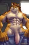  abs anthro baraslashers barrel_(live-a-hero) big_penis canid canine canis flaccid genitals hi_res humanoid_genitalia humanoid_penis live-a-hero male mammal muscular muscular_anthro muscular_male navel nude pecs penis solo towel video_games wolf 