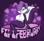  &lt;3 anthro bedroom_eyes big_breasts breasts crossed_legs female fifi_la_fume hair hair_over_eye hi_res looking_at_viewer mammal mephitid narrowed_eyes nude one_eye_obstructed seductive sitting skunk solo someth1ngoranother tiny_toon_adventures warner_brothers 